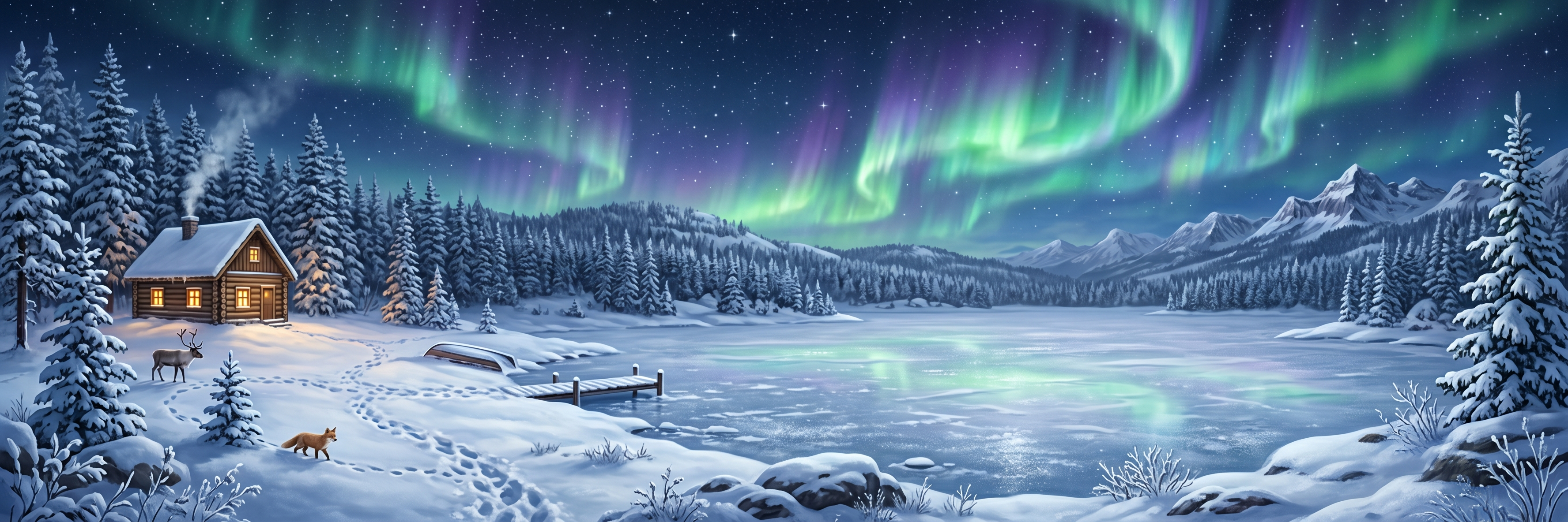 Aurora northern lights mural