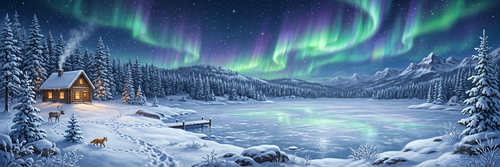 Aurora northern lights mural