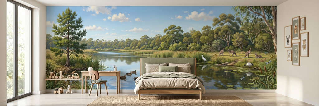Billabong mural in a room