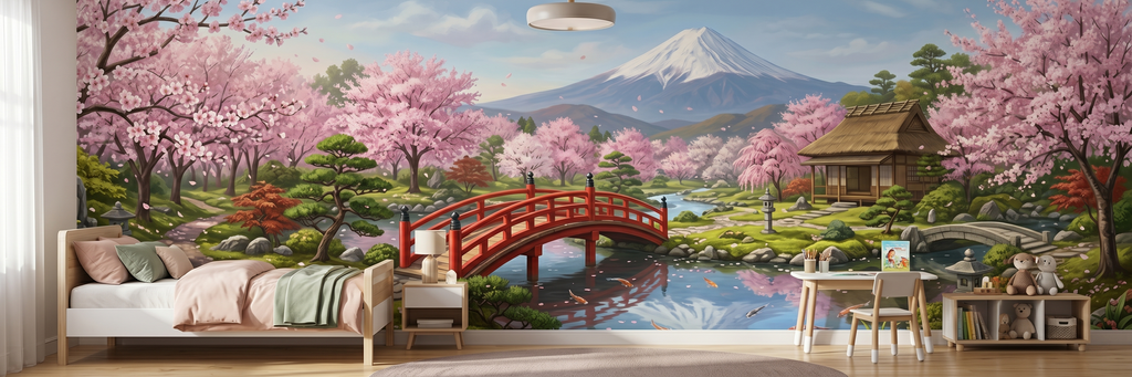 Blossom mural in a room
