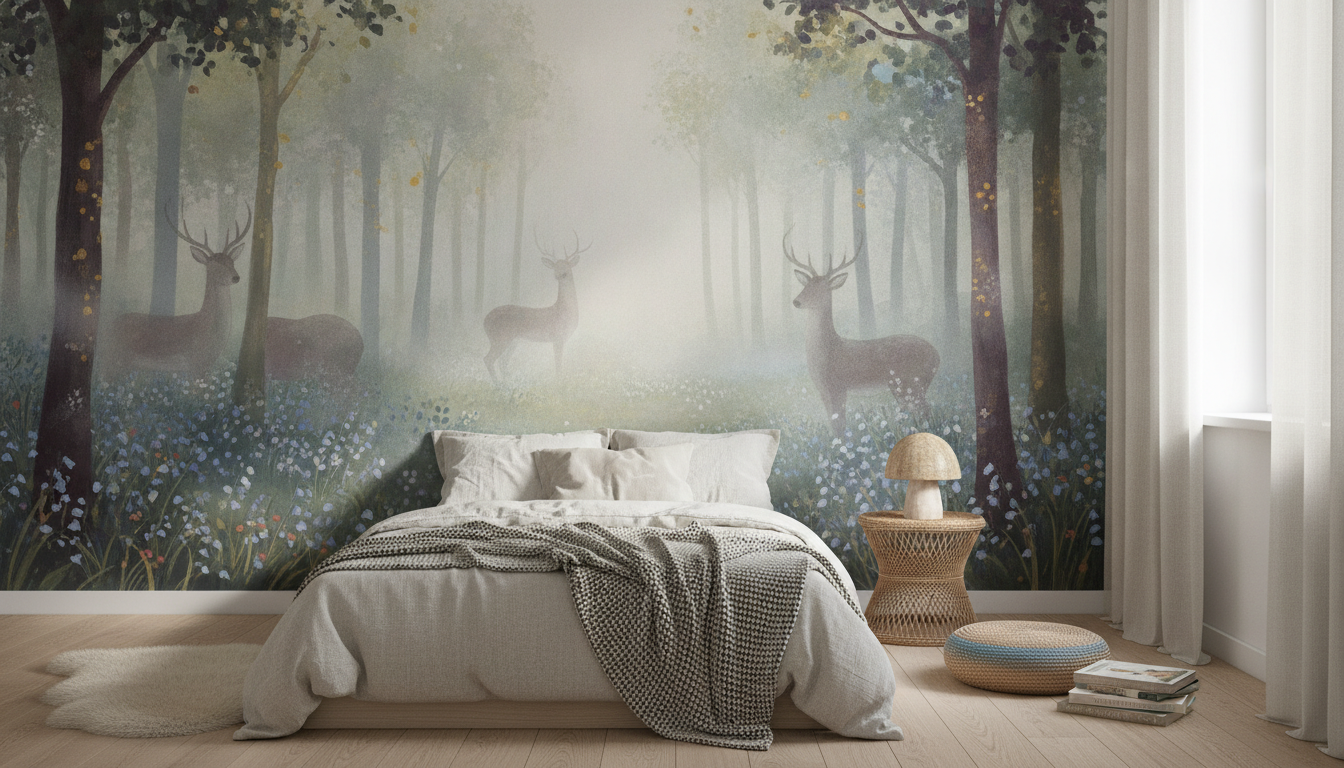Bluebell Glade mural in a room