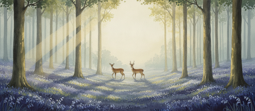 Bluebell Glade dawn forest mural