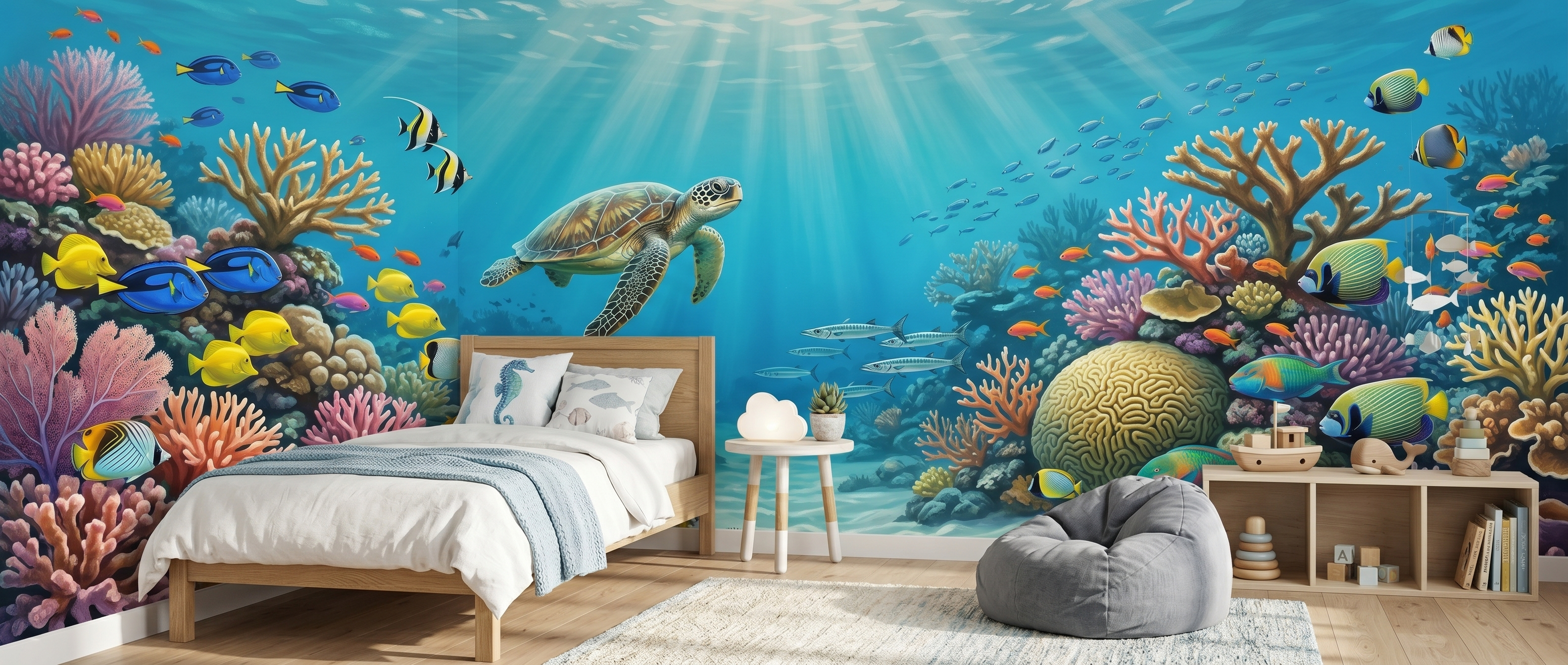 Coral Coast mural in a room