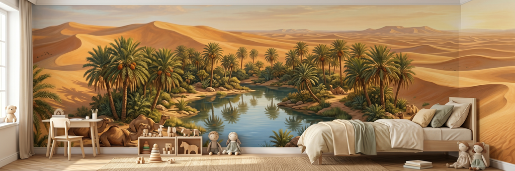 Desert Oasis mural in a room