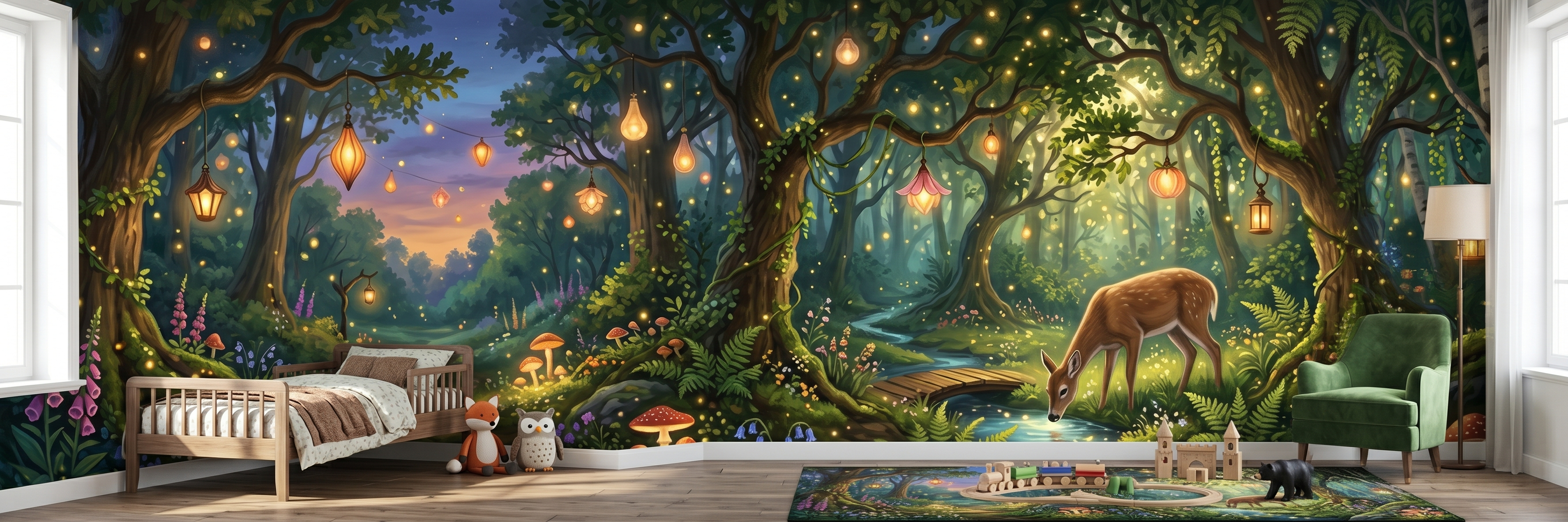 Fairy Glade mural in a room