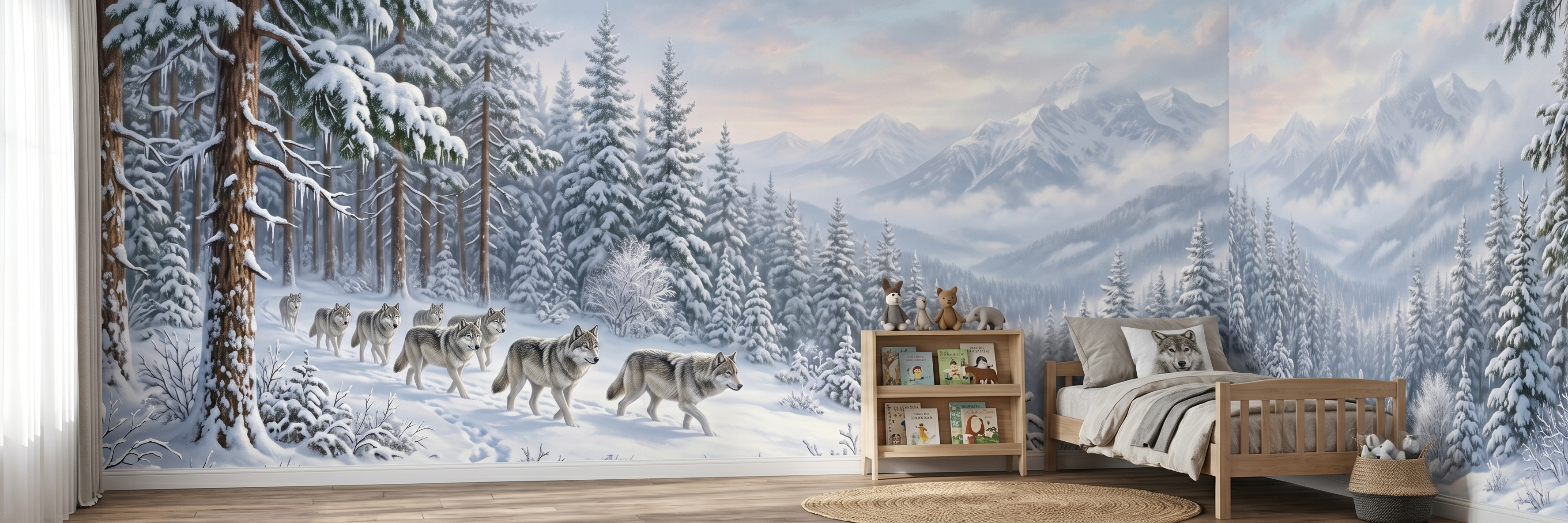Frostpine mural in a room
