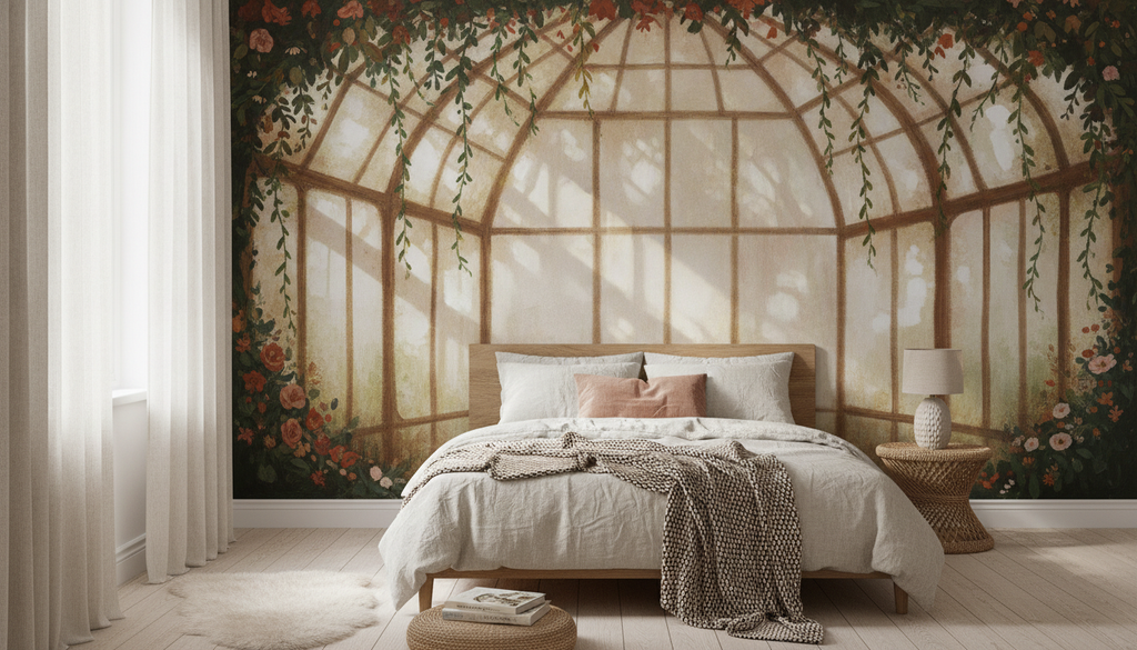 Glasshouse Garden mural in a room