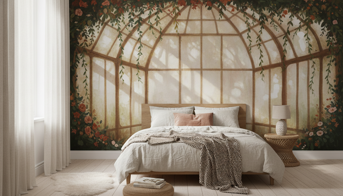 Glasshouse Garden mural in a room