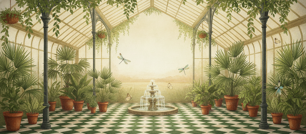Glasshouse Garden Victorian conservatory mural