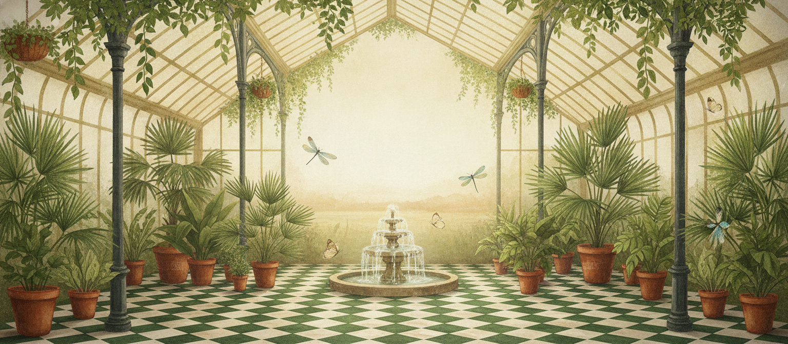 Glasshouse Garden Victorian conservatory mural