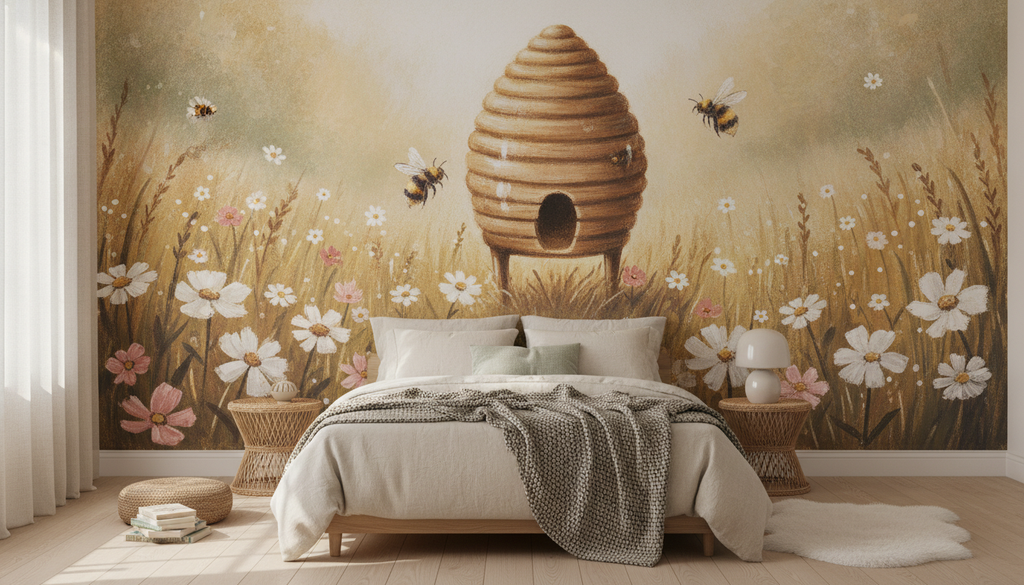 Honey Meadow mural in a room