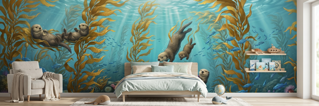 Kelp Forest mural in a room