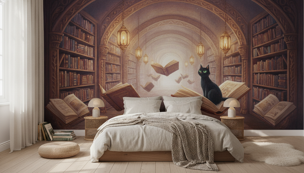 Little Library mural in a room