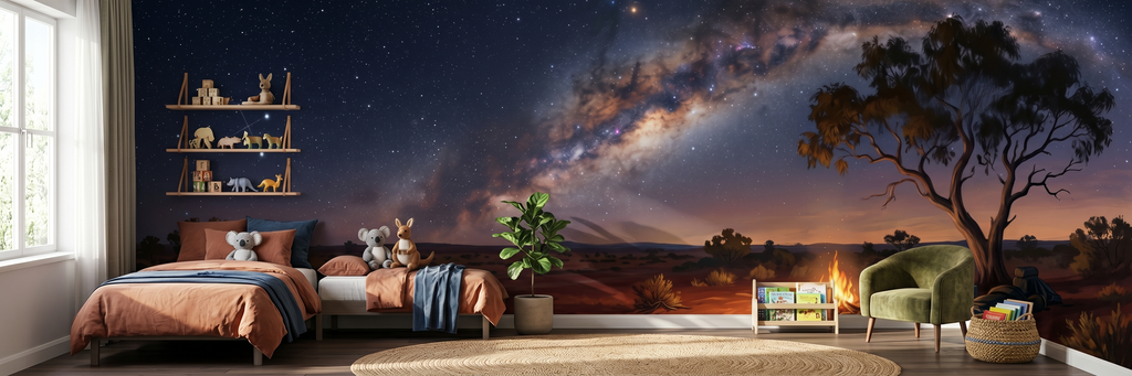 Outback Campfire mural in a room