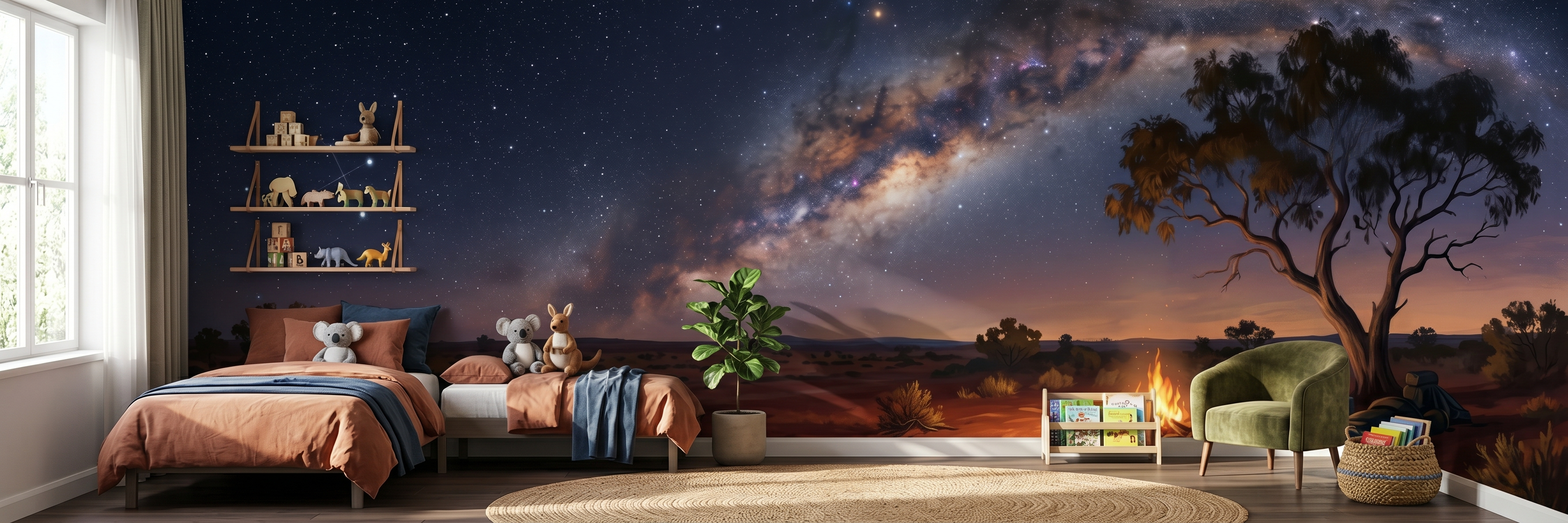 Outback Campfire mural in a room