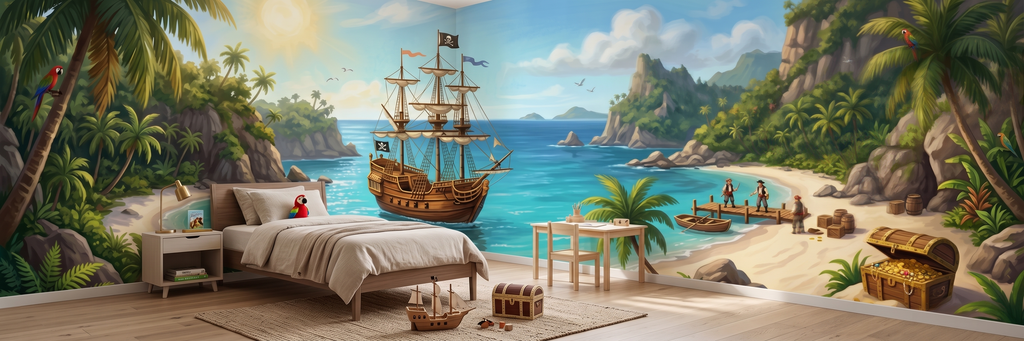 Pirate's Cove mural in a room