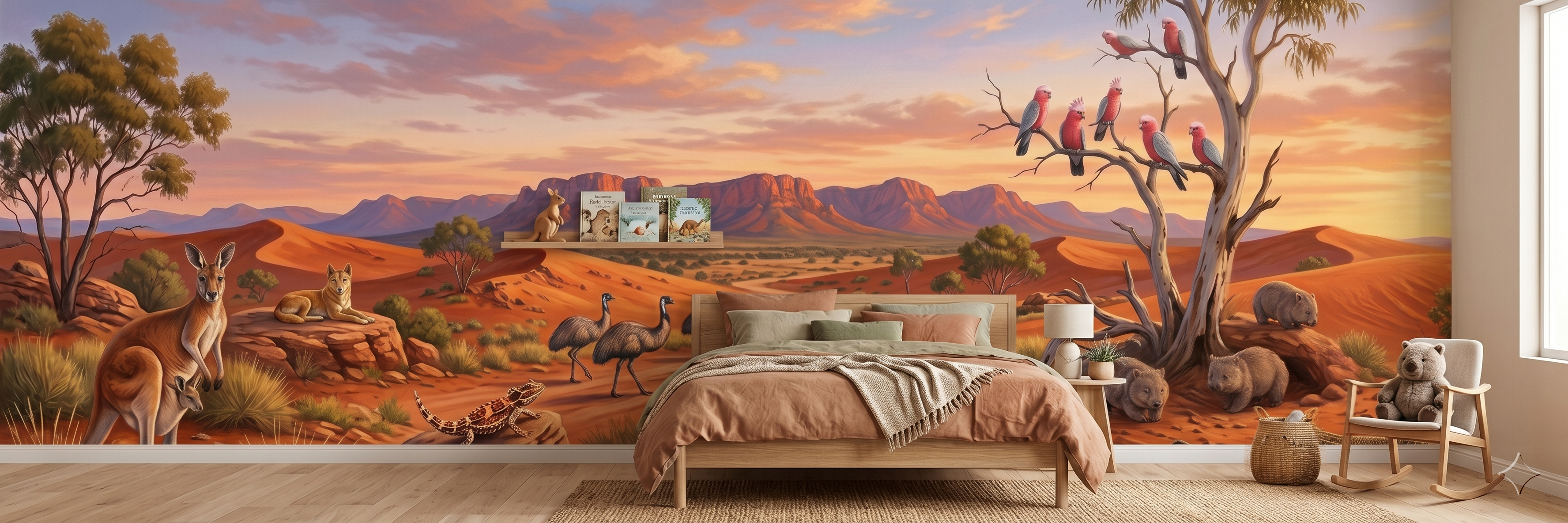 Red Centre mural in a room