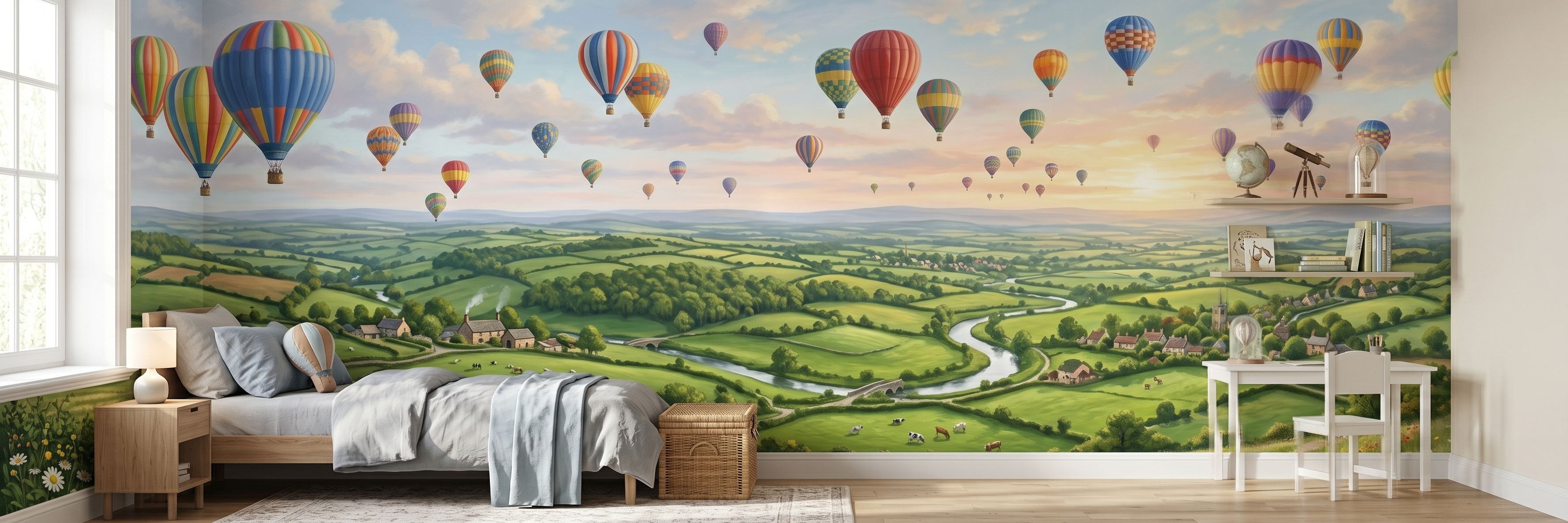 Skyward mural in a room