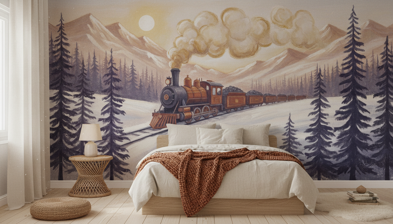 Snowline Express mural in a room