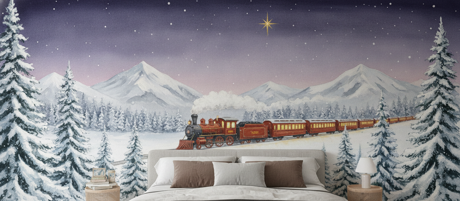Snowline Express winter train mural