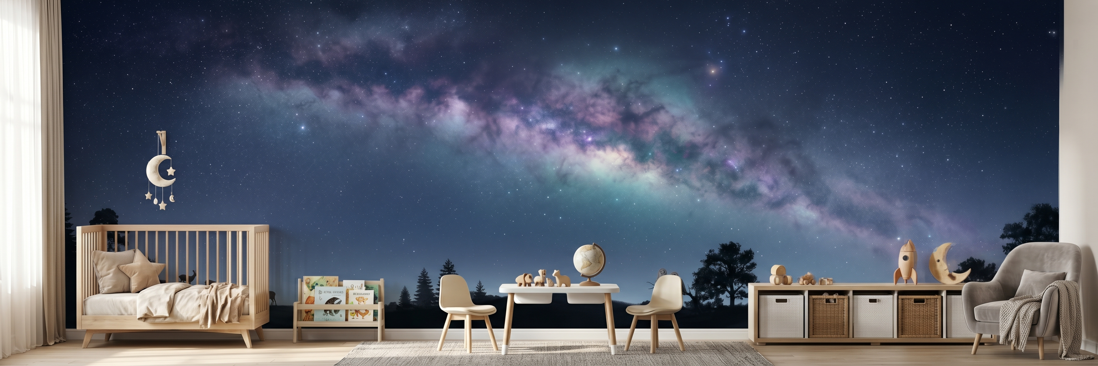 Stardust mural in a room
