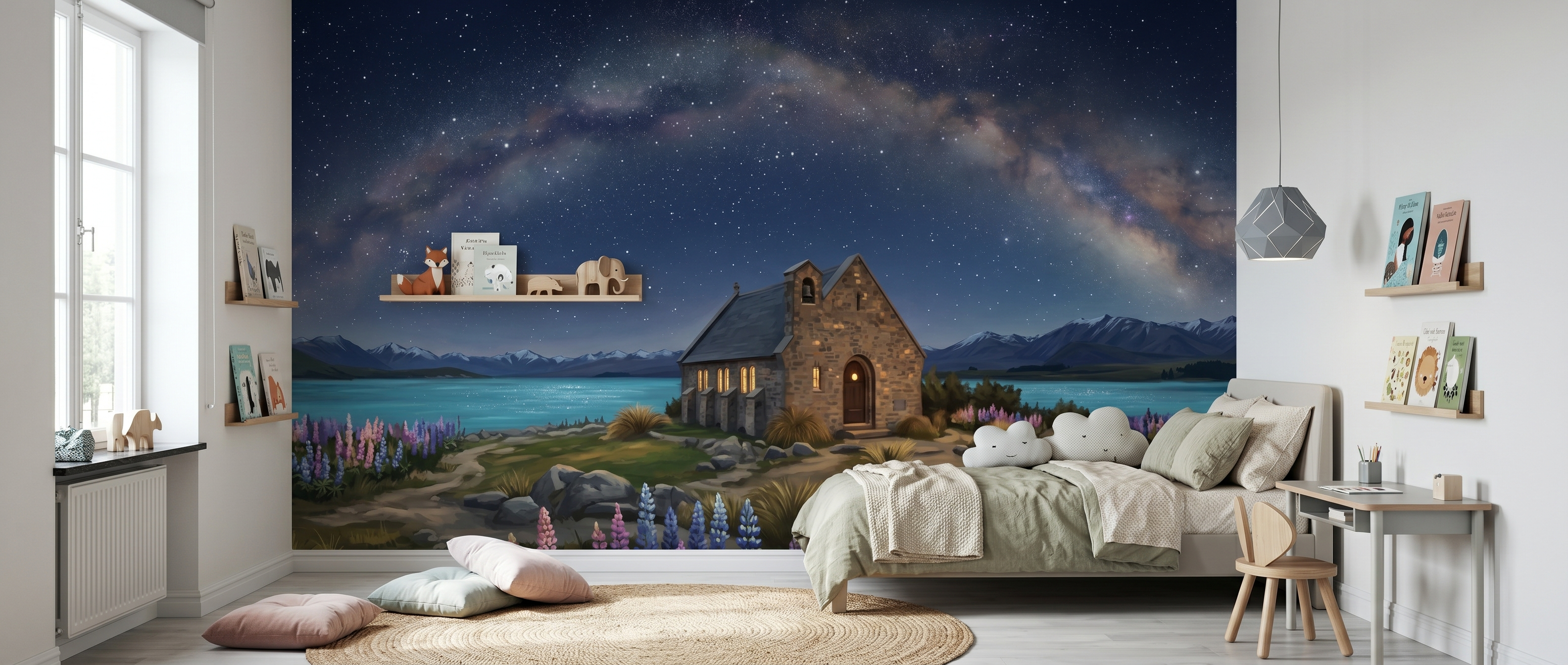 Tekapo Stars mural in a room