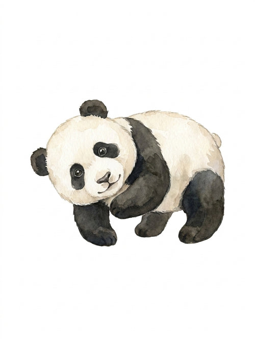 Bamboo Hollow Baby Panda Wall Sticker — hand-painted watercolour cub, 360mm wide