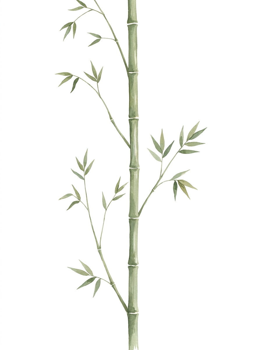 Bamboo Hollow Bamboo Stalk Wall Sticker — hand-painted watercolour bamboo stalk, 804mm wide × 1800mm tall