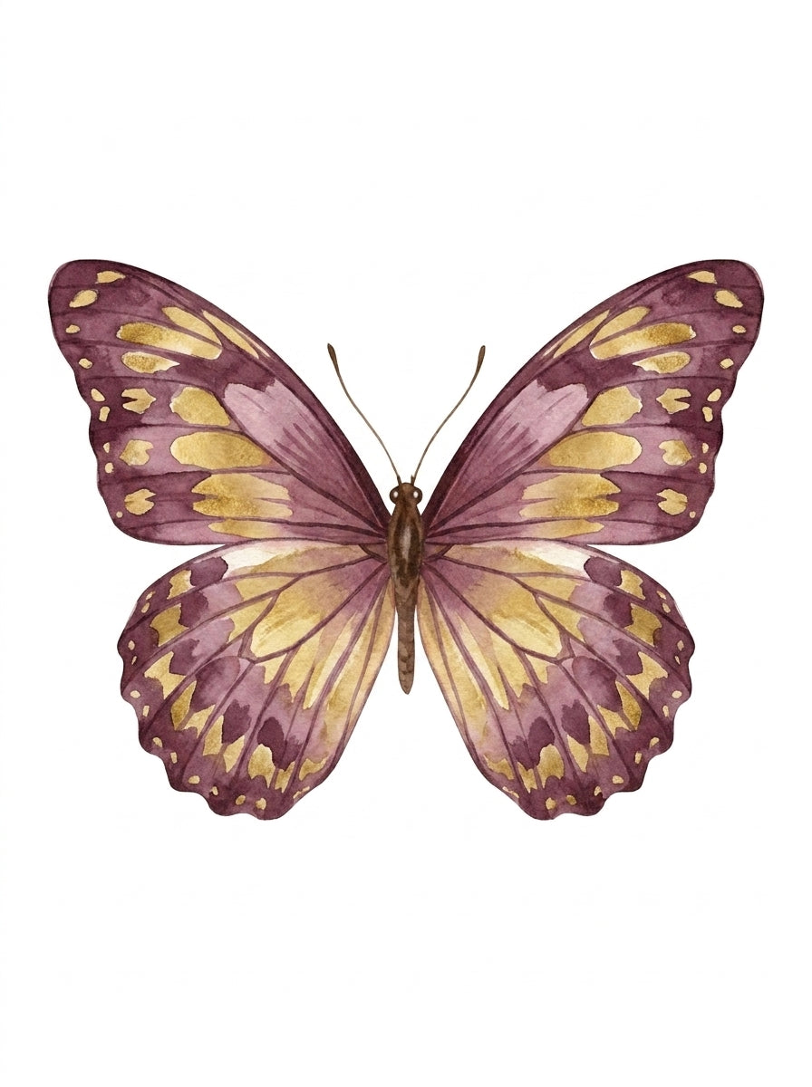 Bamboo Hollow Butterfly Wall Sticker — hand-painted watercolour butterfly, 140mm wide