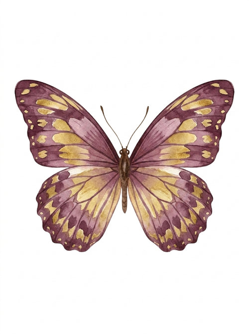 Bamboo Hollow Butterfly Wall Sticker — hand-painted watercolour butterfly, 140mm wide